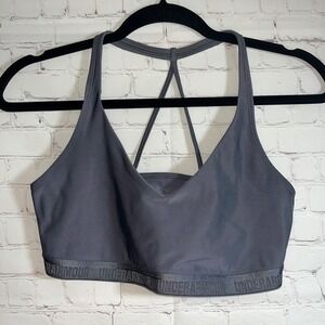 ✨Under Armour Sports Bra Gray Racerback Medium Support Workout Activewear Size L